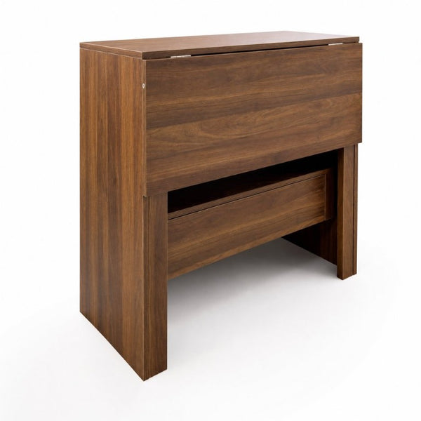 English Elm Convertible Fold Out Cabinet Desk with Pull Out Drawers and Open Shelf for Small Spaces W331P515580