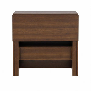English Elm Convertible Fold Out Cabinet Desk with Pull Out Drawers and Open Shelf for Small Spaces W331P515580