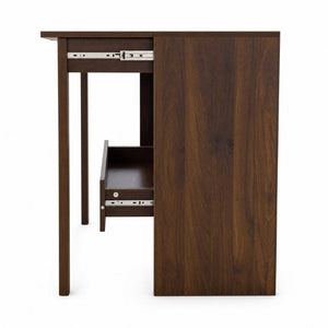 English Elm Convertible Fold Out Cabinet Desk with Pull Out Drawers and Open Shelf for Small Spaces W331P515580