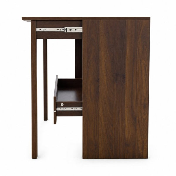 English Elm Convertible Fold Out Cabinet Desk with Pull Out Drawers and Open Shelf for Small Spaces W331P515580