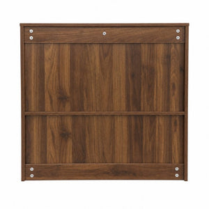 English Elm Convertible Fold Out Cabinet Desk with Pull Out Drawers and Open Shelf for Small Spaces W331P515580