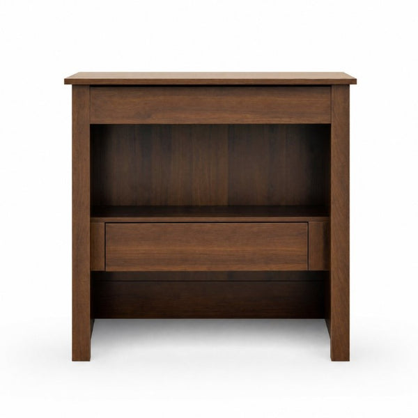 English Elm Convertible Fold Out Cabinet Desk with Pull Out Drawers and Open Shelf for Small Spaces W331P515580
