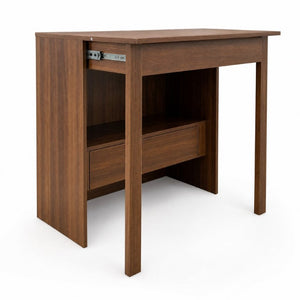 English Elm Convertible Fold Out Cabinet Desk with Pull Out Drawers and Open Shelf for Small Spaces W331P515580