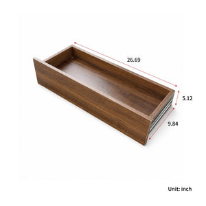 English Elm Convertible Fold Out Cabinet Desk with Pull Out Drawers and Open Shelf for Small Spaces W331P515580