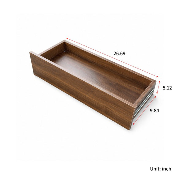 English Elm Convertible Fold Out Cabinet Desk with Pull Out Drawers and Open Shelf for Small Spaces W331P515580