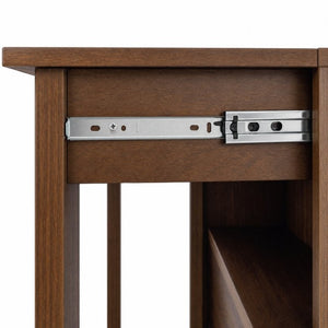 English Elm Convertible Fold Out Cabinet Desk with Pull Out Drawers and Open Shelf for Small Spaces W331P515580