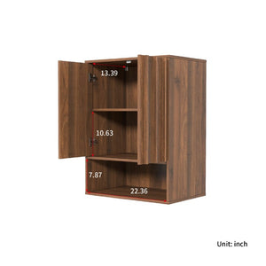 English Elm Wall-Mounted Floating Cabinet with Open Shelf Melamine Finish for Home Office W331P532639