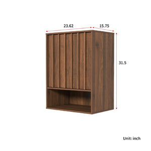 English Elm Wall-Mounted Floating Cabinet with Open Shelf Melamine Finish for Home Office W331P532639