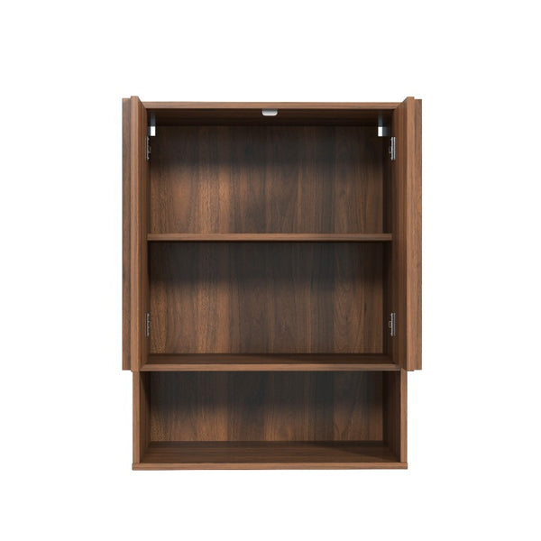English Elm Wall-Mounted Floating Cabinet with Open Shelf Melamine Finish for Home Office W331P532639