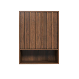 English Elm Wall-Mounted Floating Cabinet with Open Shelf Melamine Finish for Home Office W331P532639