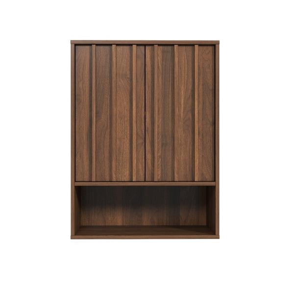 English Elm Wall-Mounted Floating Cabinet with Open Shelf Melamine Finish for Home Office W331P532639