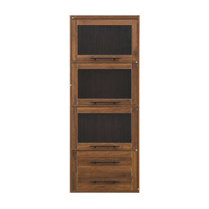 English Elm Tall Fluted Glass Door Pantry Cabinet with Drawers for Kitchen or Dining Room W331P533616