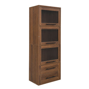 English Elm Tall Fluted Glass Door Pantry Cabinet with Drawers for Kitchen or Dining Room W331P533616