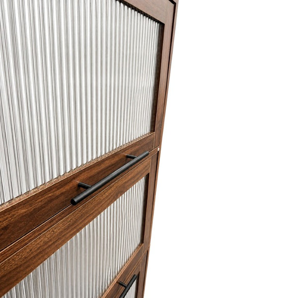 English Elm Tall Fluted Glass Door Pantry Cabinet with Drawers for Kitchen or Dining Room W331P533616