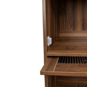 English Elm Tall Fluted Glass Door Pantry Cabinet with Drawers for Kitchen or Dining Room W331P533616