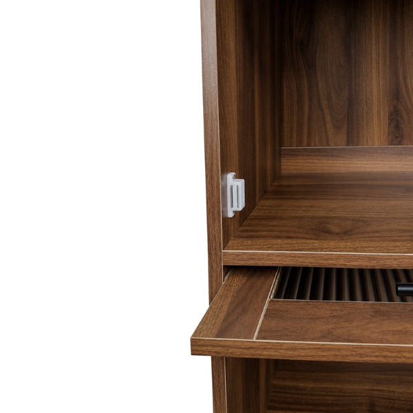 English Elm Tall Fluted Glass Door Pantry Cabinet with Drawers for Kitchen or Dining Room W331P533616