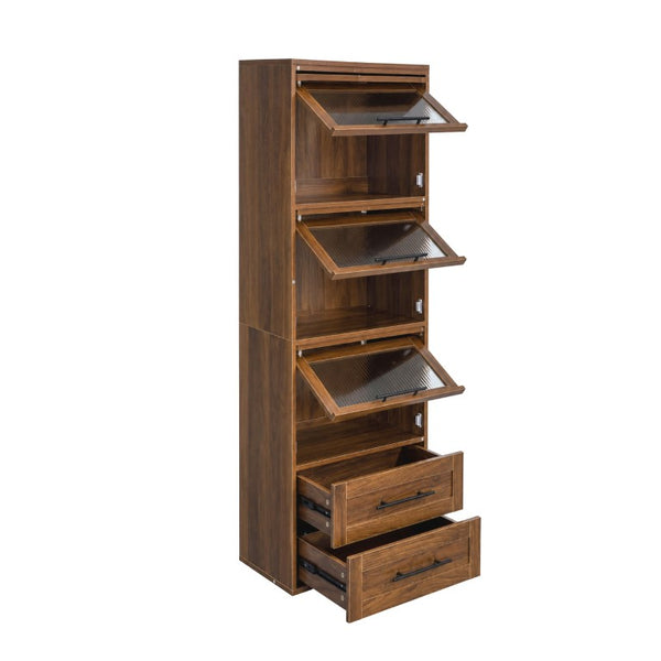 English Elm Tall Fluted Glass Door Pantry Cabinet with Drawers for Kitchen or Dining Room W331P533616