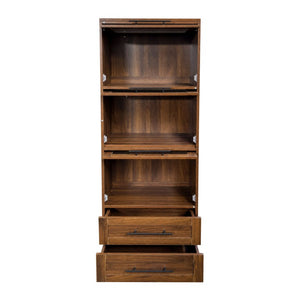 English Elm Tall Fluted Glass Door Pantry Cabinet with Drawers for Kitchen or Dining Room W331P533616