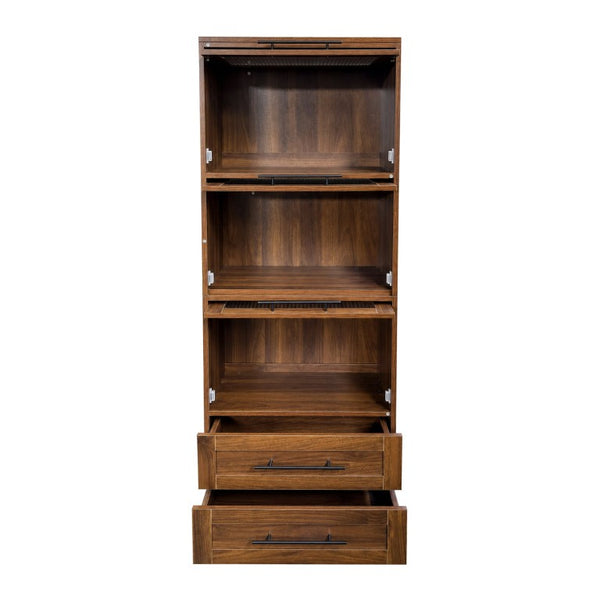 English Elm Tall Fluted Glass Door Pantry Cabinet with Drawers for Kitchen or Dining Room W331P533616