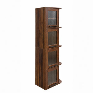 English Elm Tall Fluted Glass Display Cabinet with Open Shelving for Living Room or Home Office W331P533618