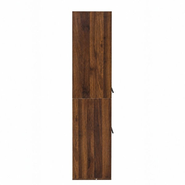 English Elm Tall Fluted Glass Display Cabinet with Open Shelving for Living Room or Home Office W331P533618