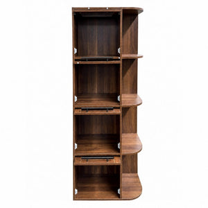 English Elm Tall Fluted Glass Display Cabinet with Open Shelving for Living Room or Home Office W331P533618