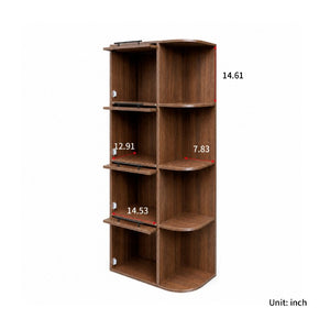 English Elm Tall Fluted Glass Display Cabinet with Open Shelving for Living Room or Home Office W331P533618