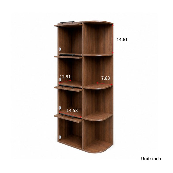 English Elm Tall Fluted Glass Display Cabinet with Open Shelving for Living Room or Home Office W331P533618