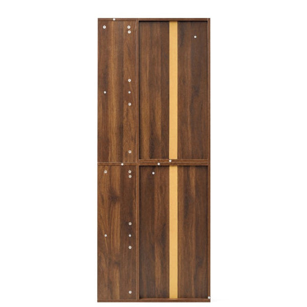 English Elm Tall Fluted Glass Display Cabinet with Open Shelving for Living Room or Home Office W331P533618