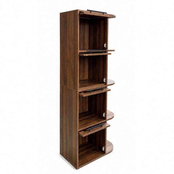 English Elm Tall Fluted Glass Display Cabinet with Open Shelving for Living Room or Home Office W331P533618