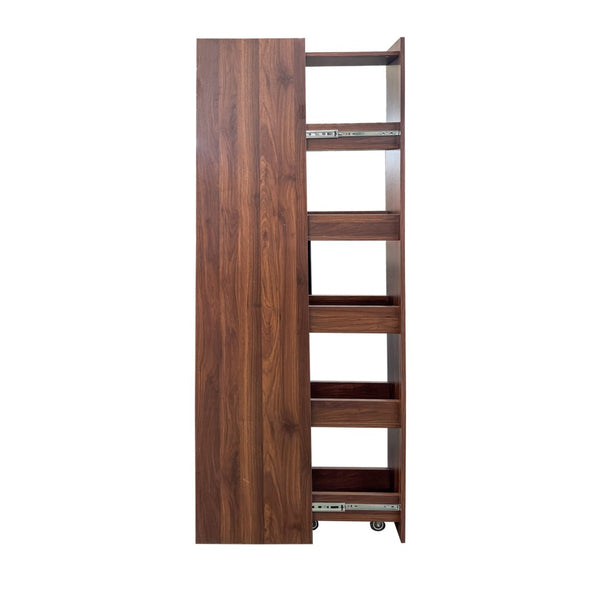 English Elm Kitchen Pantry Cabinet Farmhouse Glass Doors Pull Out Tower Five Tier Organizer W331S00214