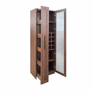 English Elm Kitchen Pantry Cabinet Farmhouse Glass Doors Pull Out Tower Five Tier Organizer W331S00214