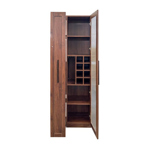 English Elm Kitchen Pantry Cabinet Farmhouse Glass Doors Pull Out Tower Five Tier Organizer W331S00214