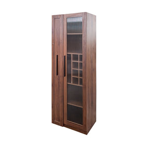English Elm Kitchen Pantry Cabinet Farmhouse Glass Doors Pull Out Tower Five Tier Organizer W331S00214