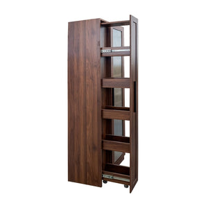 English Elm Kitchen Pantry Cabinet Farmhouse Glass Doors Pull Out Tower Five Tier Organizer W331S00214