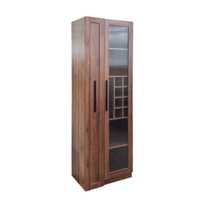 English Elm Kitchen Pantry Cabinet Farmhouse Glass Doors Pull Out Tower Five Tier Organizer W331S00214