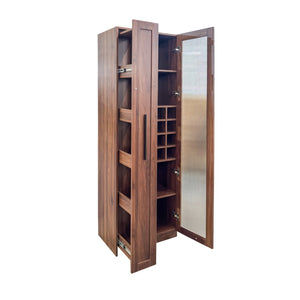 English Elm Kitchen Pantry Cabinet Farmhouse Glass Doors Pull Out Tower Five Tier Organizer W331S00214