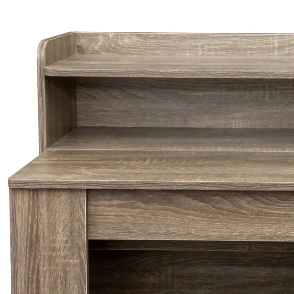 English Elm Modern Extendable Convertible Dining Table with Built-in Storage for Small Spaces Barnwood W331S00219