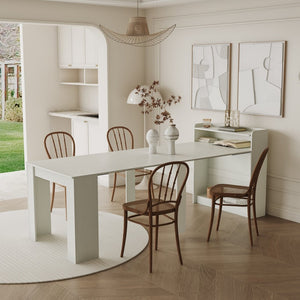 English Elm Modern Extendable Convertible Dining Table with Built-in Storage for Small Spaces White W331S00220