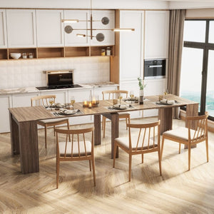 English Elm Multifunctional Extendable Console Dining Table Minimalist MDF Build for Modern Homes W331S00221