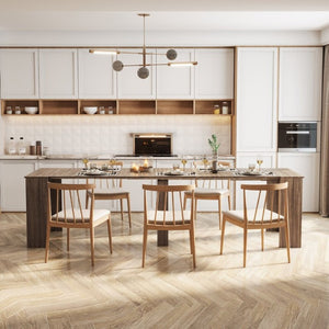 English Elm Multifunctional Extendable Console Dining Table Minimalist MDF Build for Modern Homes W331S00221