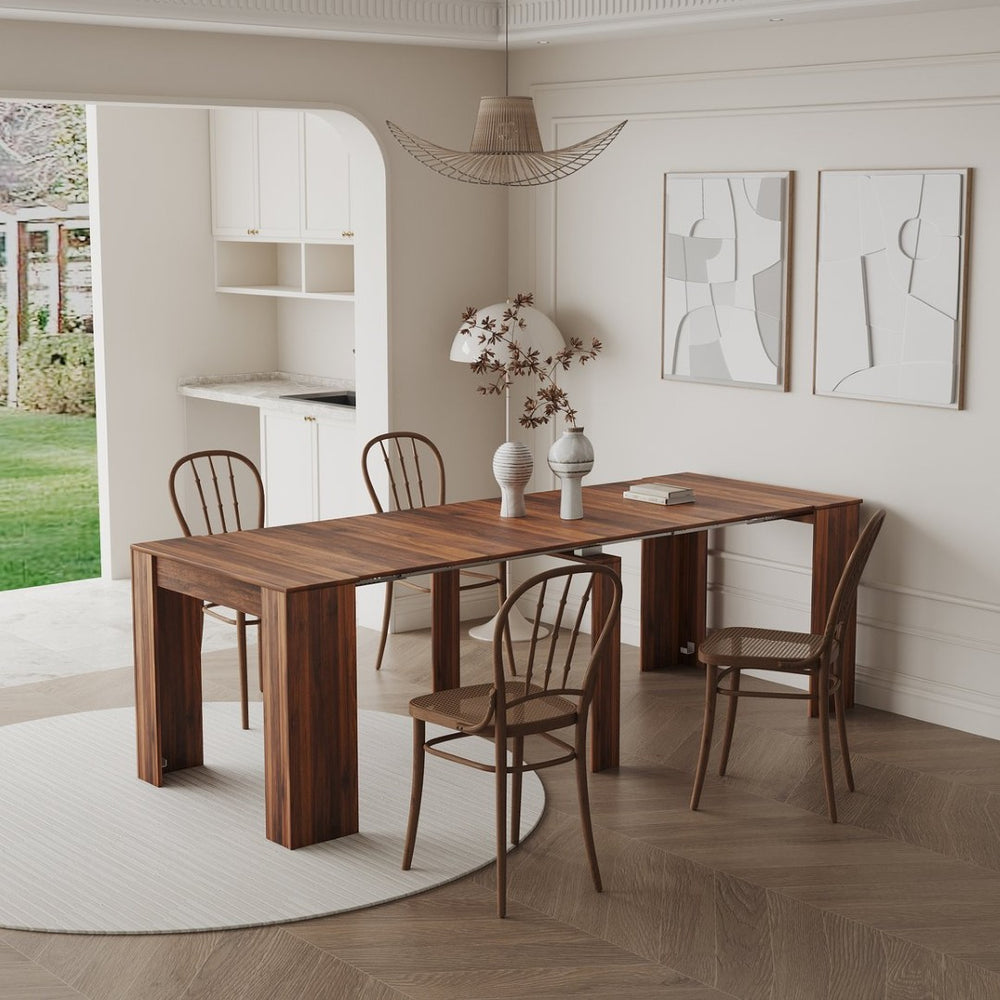English Elm Multifunctional Extendable Dining Console Table Engineered Wood Entryway to Gathering W331S00222