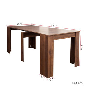 English Elm Multifunctional Extendable Dining Console Table Engineered Wood Entryway to Gathering W331S00222