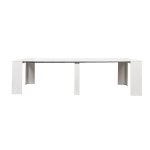 English Elm Multifunctional Extendable Dining Console Table Seats Twelve with Built-In Leaf Storage W331S00224