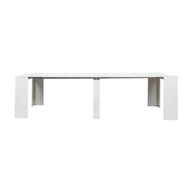 English Elm Multifunctional Extendable Dining Console Table Seats Twelve with Built-In Leaf Storage W331S00224