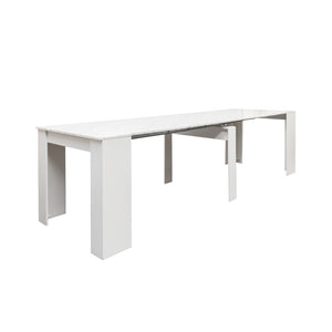 English Elm Multifunctional Extendable Dining Console Table Seats Twelve with Built-In Leaf Storage W331S00224