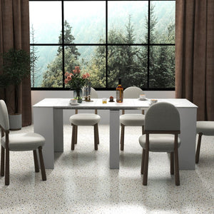 English Elm Multifunctional Extendable Dining Console Table Seats Twelve with Built-In Leaf Storage W331S00224