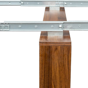 English Elm Modern Extendable Convertible Dining Table with Built-in Storage for Small Spaces W331S00225