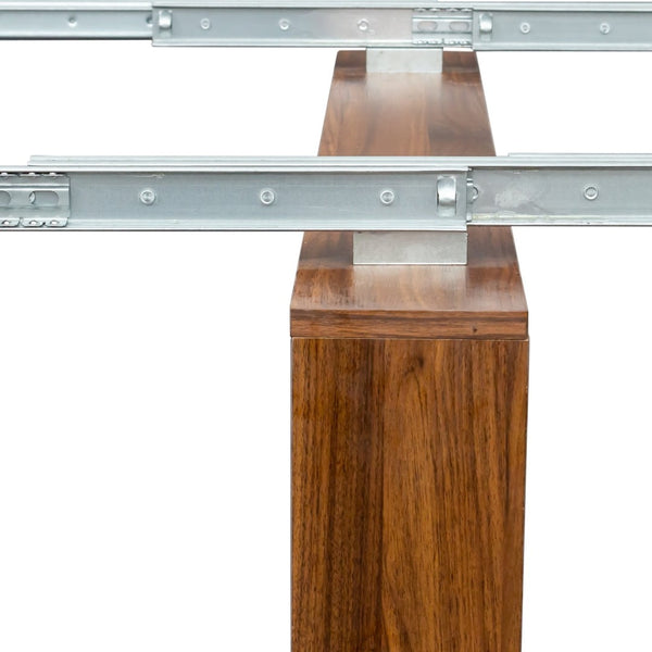 English Elm Modern Extendable Convertible Dining Table with Built-in Storage for Small Spaces W331S00225