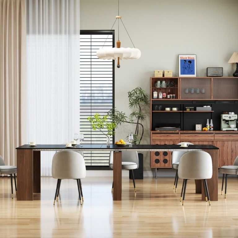 English Elm Multifunctional Extending Console Dining Table Seats Guests in Any Living Space W331S00226